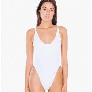 American Apparel White Nylon Tricot Swimsuit